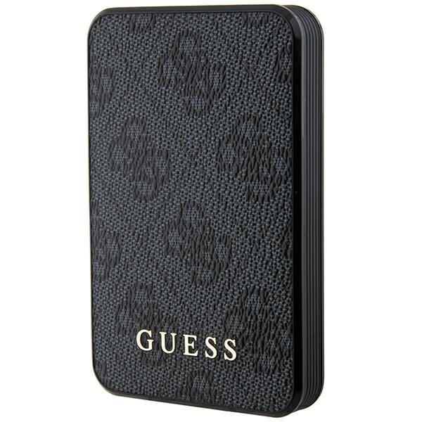Guess Powerbank 15W GUPB5LP4GEGK 5000mAh musta/musta 4G Nahka Metallinen logo