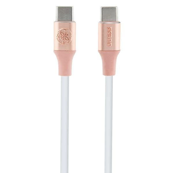 Guess Ebossed Logo USB-C / USB-C kaapeli 1.5m nopea lataus - vaaleanpunainen - vaaleanpunainen