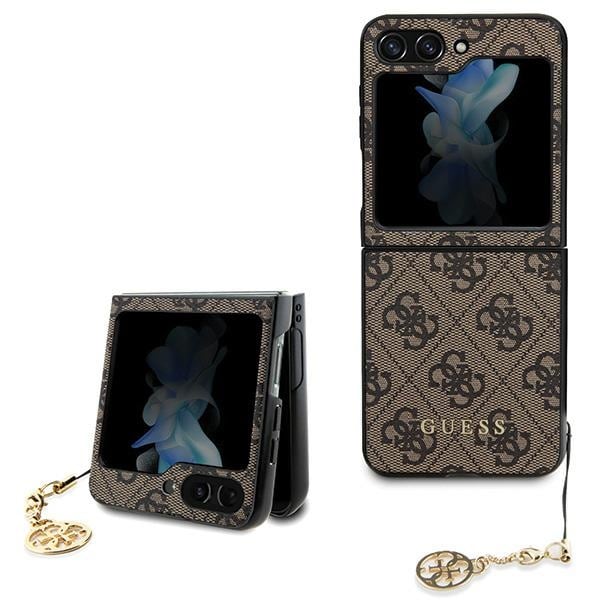 Guess 4G Charms Collection -kotelo Samsung Galaxy Z Flip 5:lle - ruskea