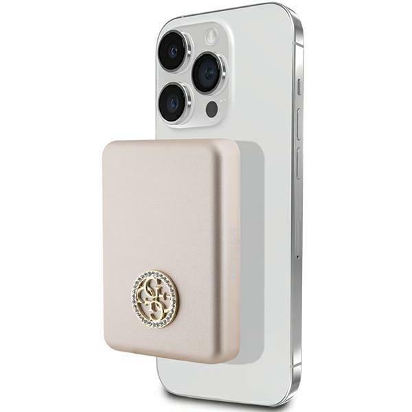 Guess MagSafe 4G Strassed Metal Logo induktio tehopankki 15W 5000mAh - kultainen