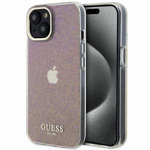 Guess GUHCP15SHDECMP iPhone 15 6,1" vaaleanpunainen kova kotelo Faceted Mirror Disco