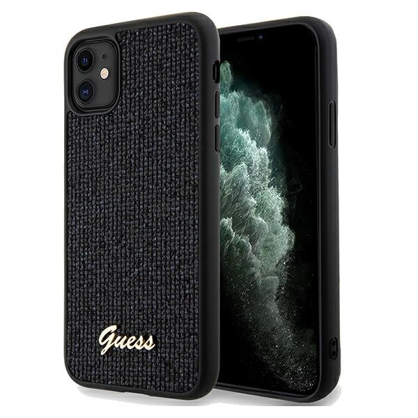 Guess Disco Metal Script -kotelo iPhone 11 / Xr:lle - musta