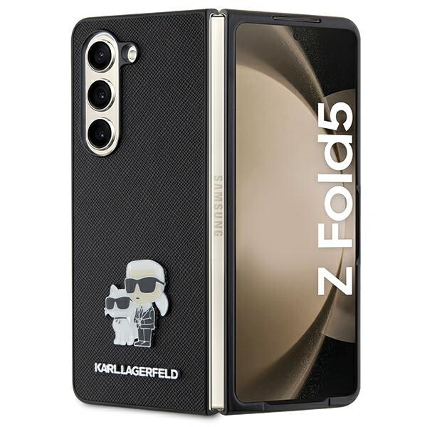 Karl Lagerfeld Saffiano Karl&Choupette Pin tapauksessa Samsung Galaxy Z Fold 5 - musta