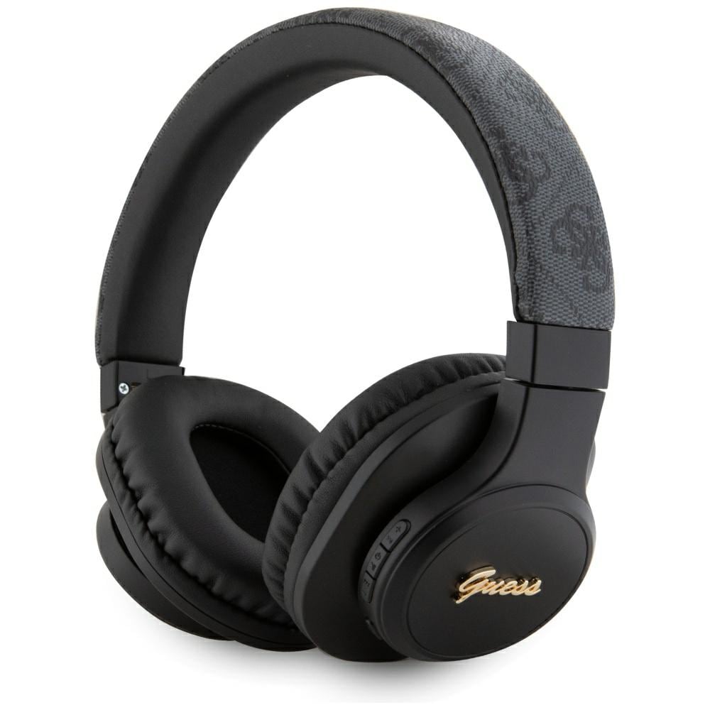 Guess Nahka Tone On Tone Script Bluetooth 4G Over-Ear kuulokkeet - musta