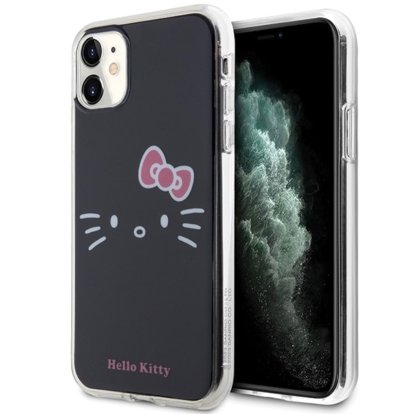 Hello Kitty IML Kitty Face tapauksessa iPhone 11 / Xr - musta