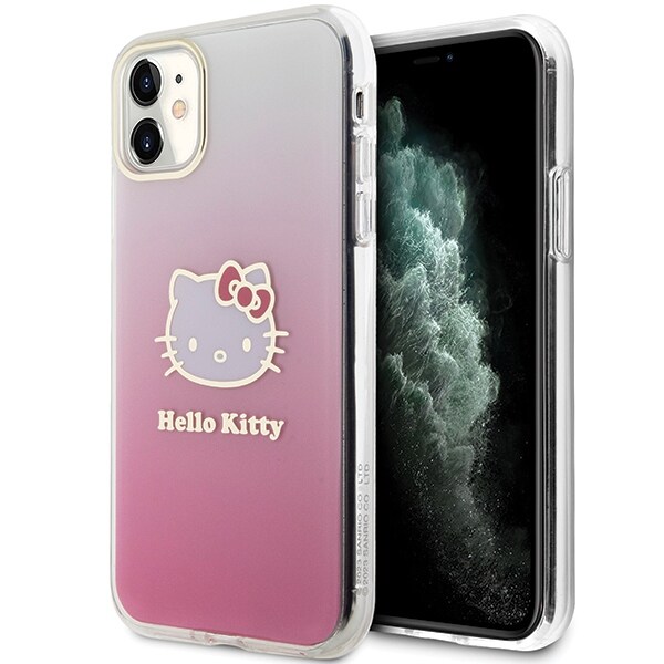 Hello Kitty IML Gradientti Electrop Kitty Head Case varten iPhone 11 / Xr - vaaleanpunainen