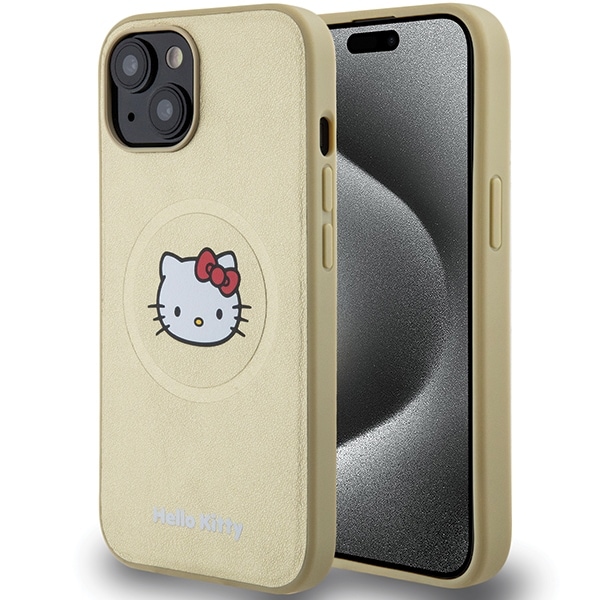 Hello Kitty Nahka Kitty Head MagSafe tapauksessa iPhone 14 - kultainen