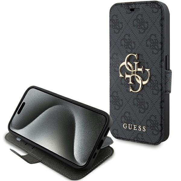 Guess 4G Metal Logo kotelo iPhone 15 Pro:lle - harmaa
