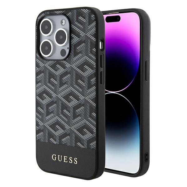 Guess GCube Stripes MagSafe -kotelo iPhone 15 Pro Maxille - musta
