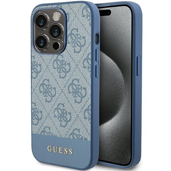 Guess 4G Stripe Collection -kotelo iPhone 15 Pro:lle - sininen
