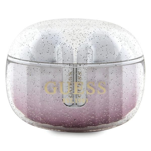 Guess Glitter Gradient TWS Bluetooth-kuulokkeet + telakointiasema - vaaleanpunainen
