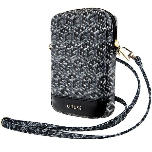 Guess Zip GCube Bottom Stripe puhelinlaukku - musta