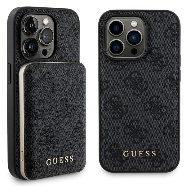 Guess 4G Metal Logo kotelosarja iPhone 13 Pro + 5000mAh MagSafe-virtapankki - musta
