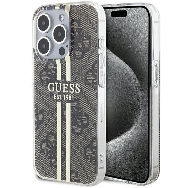 Guess IML 4G Gold Stripe kotelo iPhone 15 Pro Maxille - ruskea