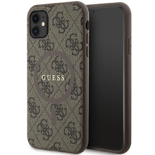 Guess GUHMN61G4GFRW iPhone 11 6.1" / Xr ruskea kovakotelo 4G Collection Nahka MagSafe