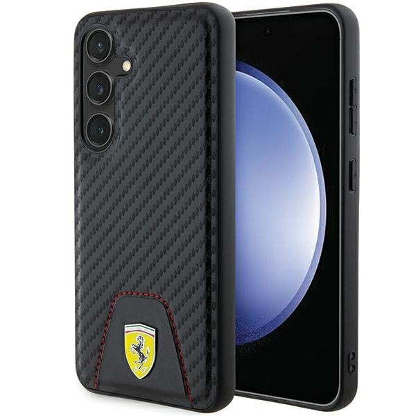 Ferrari Carbon Stitched Bottom kotelo Samsung Galaxy S24 - musta