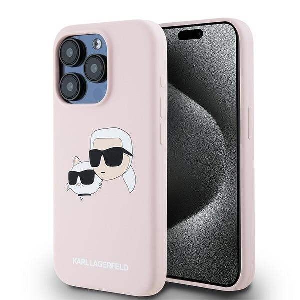 Karl Lagerfeld Silikoni Karl&Choupette MagSafe Case for iPhone 15 Pro - vaaleanpunainen