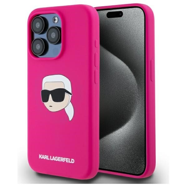 Karl Lagerfeld KLHMP15LSKHPPPLF iPhone 15 Pro 6.1" fuksia kotelo Silikoni Karl Head Print MagSafe