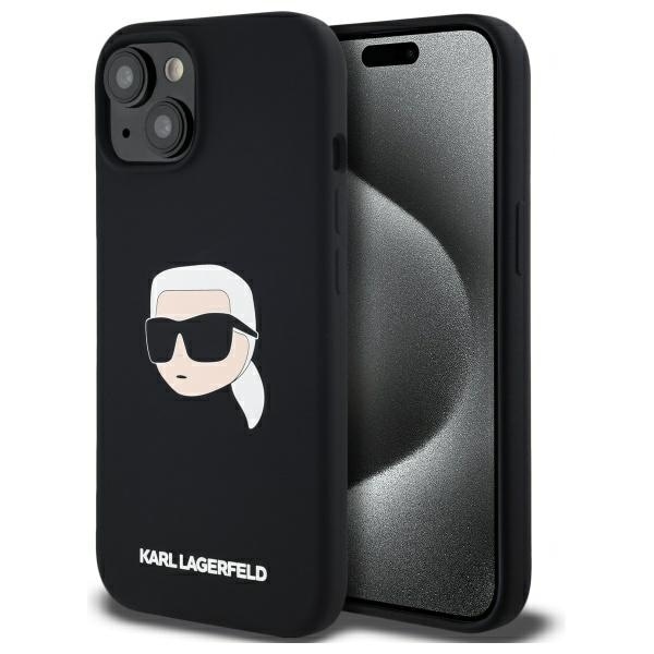 Karl Lagerfeld KLHMP15SSKHPPLK iPhone 15 6.1" musta kovakotelo Silikoni MagSafe Karl Head Print