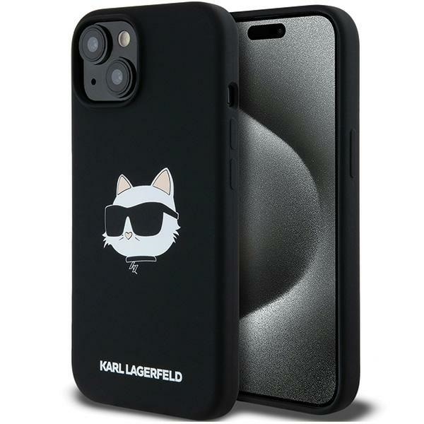 Karl Lagerfeld Silikoni Choupette Head MagSafe Case for iPhone 15 Plus / 14 Plus - Musta