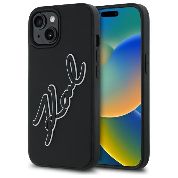 Karl Lagerfeld 3D kumi allekirjoitus iPhone 15 Case - musta
