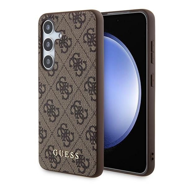 Guess 4G Metal Gold Logo kotelo Samsung Galaxy S24 - ruskea