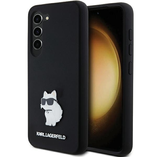 Karl Lagerfeld Silikoni Choupette Metal Pin tapauksessa Samsung Galaxy S24 - musta