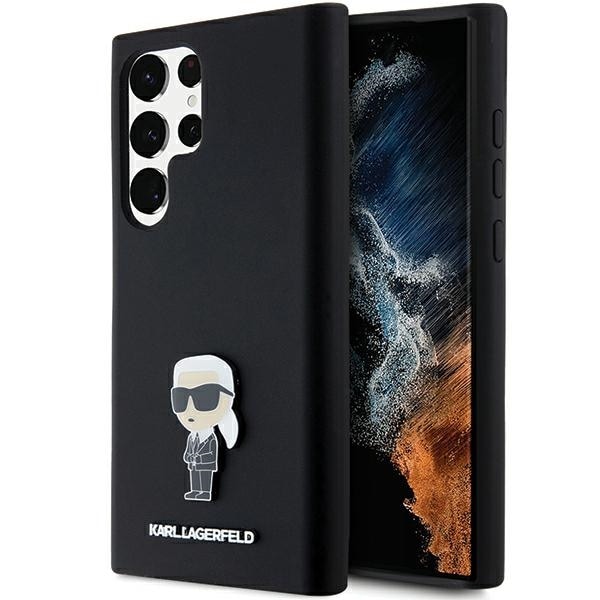 Karl Lagerfeld Silikoni Ikonik Metal Pin tapauksessa Samsung Galaxy S24 Ultra - musta