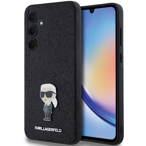 Karl Lagerfeld Kiinteä Glitter Ikonik Logo Metal Pin tapauksessa Samsung Galaxy A35 - musta
