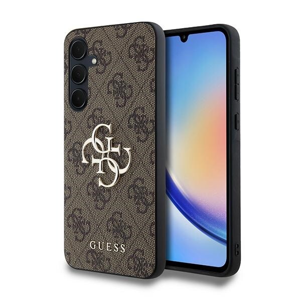 Guess 4G Big Metal Logo kotelo Samsung Galaxy A35 - ruskea