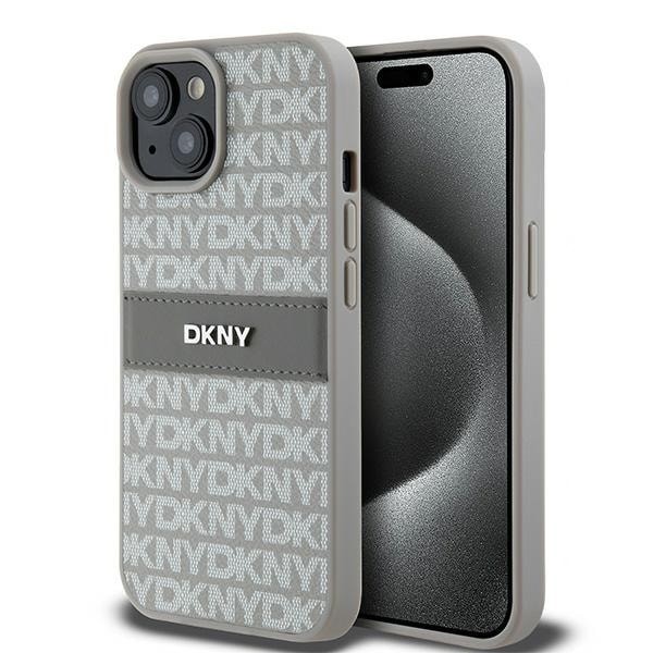 DKNY Nahka Mono Stripe & Metal Logo tapauksessa iPhone 15 / 14 / 13 - beige