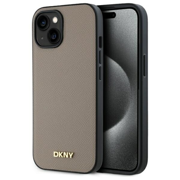 DKNY rakeinen metalli logo MagSafe iPhone 15 Case - Beige