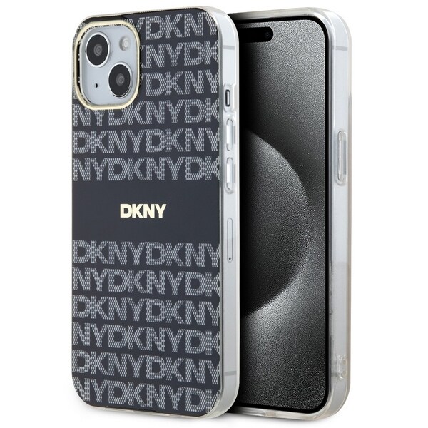 DKNY IML Mono & Stripe MagSafe Case for iPhone 15/14/13 - Musta
