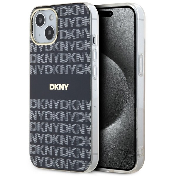 DKNY IML Mono & Stripe MagSafe Case for iPhone 15/14/13 - Musta