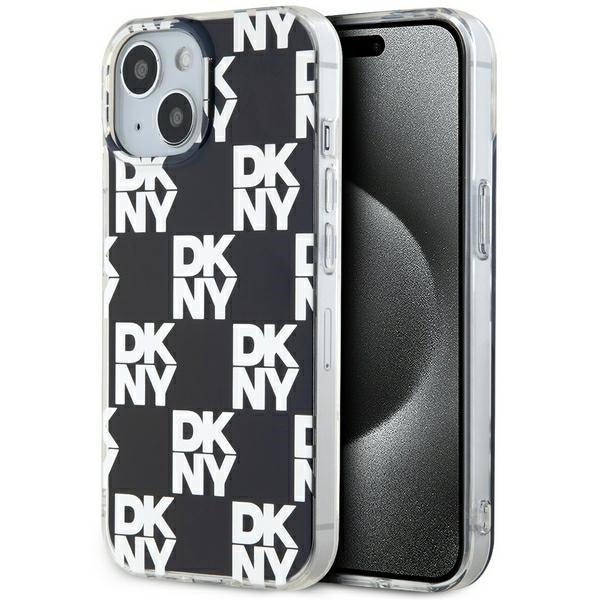 DKNY IML Checkered Mono Pattern tapauksessa iPhone 15 Plus / 14 Plus - musta