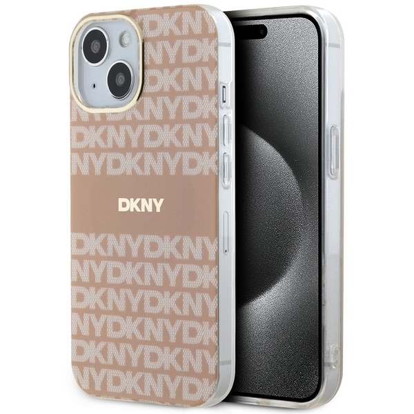 DKNY IML Mono & Stripe MagSafe tapauksessa iPhone 15 / 14 / 13 - vaaleanpunainen