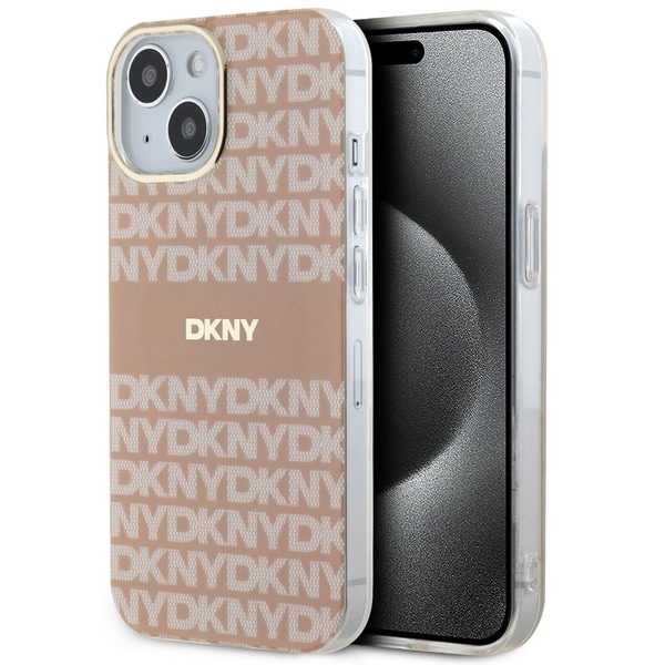 DKNY IML yksivärinen & raita MagSafe tapauksessa iPhone 15 Plus / 14 Plus - vaaleanpunainen