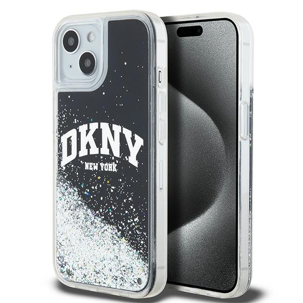 DKNY Liquid Glitter Big Logo iPhone 14/15/13 Kotelo - Musta