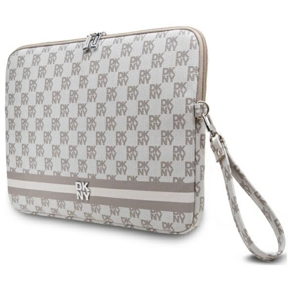 DKNY Sleeve Checkered Pattern Printed Stripes 14" kannettava tietokone kotelo - Beige