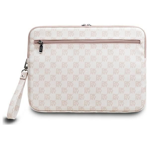 DKNY Sleeve Checkered Pattern Printed Stripes 14" Laptop Case - Vaaleanpunainen