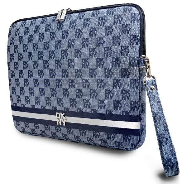 DKNY Sleeve Checkered Pattern Printed Stripes 14" Laptop Case - sininen