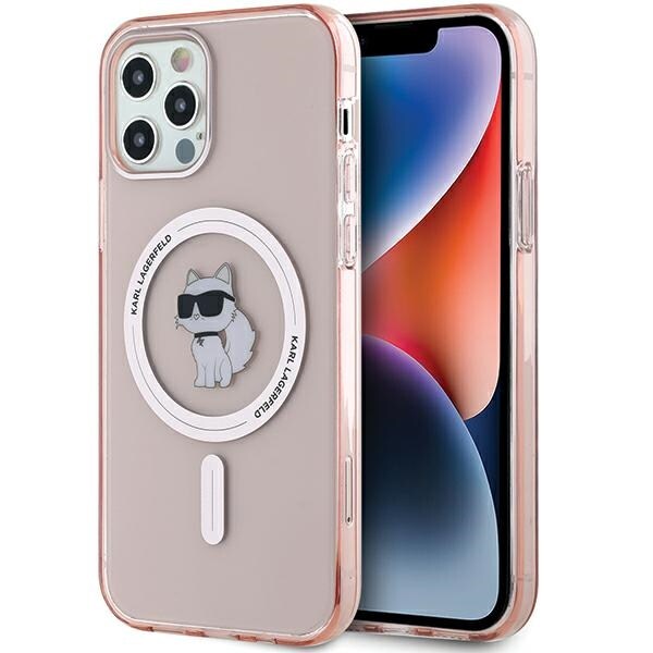 Karl Lagerfeld IML Choupette MagSafe kotelo iPhone 12/12 Pro - vaaleanpunainen