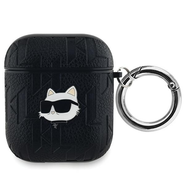 Karl Lagerfeld Monogram Choupette Head -kotelo AirPods 1 / 2:lle - musta