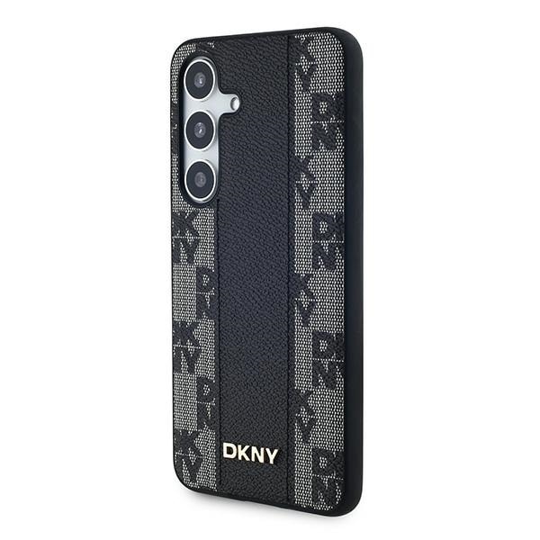 DKNY Nahkainen ruudullinen monokuvioinen MagSafe kotelo Samsung Galaxy S24 - musta