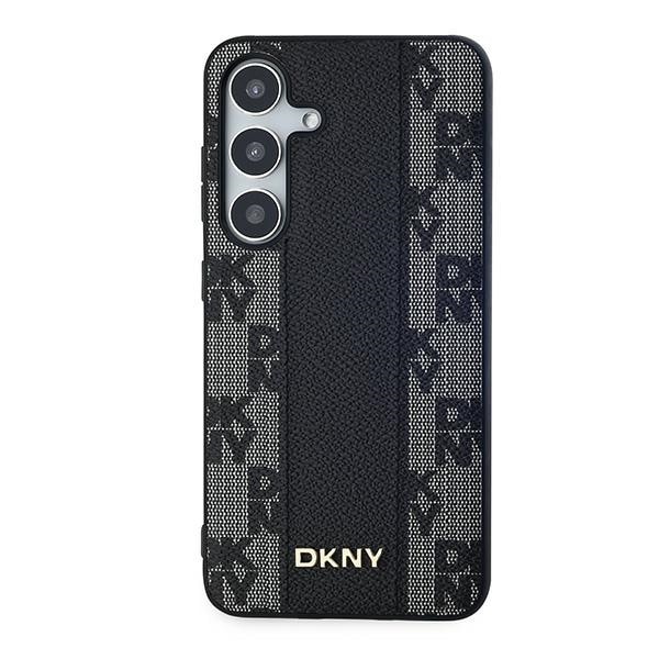 DKNY Nahkainen ruudullinen monokuvioinen MagSafe kotelo Samsung Galaxy S24 - musta