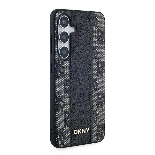 DKNY Nahkainen ruudullinen monokuvioinen MagSafe kotelo Samsung Galaxy S24 - musta