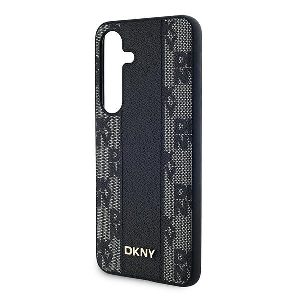 DKNY Nahkainen ruudullinen monokuvioinen MagSafe kotelo Samsung Galaxy S24 - musta