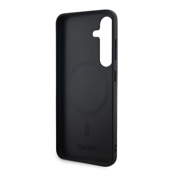 DKNY Nahkainen ruudullinen monokuvioinen MagSafe kotelo Samsung Galaxy S24 - musta