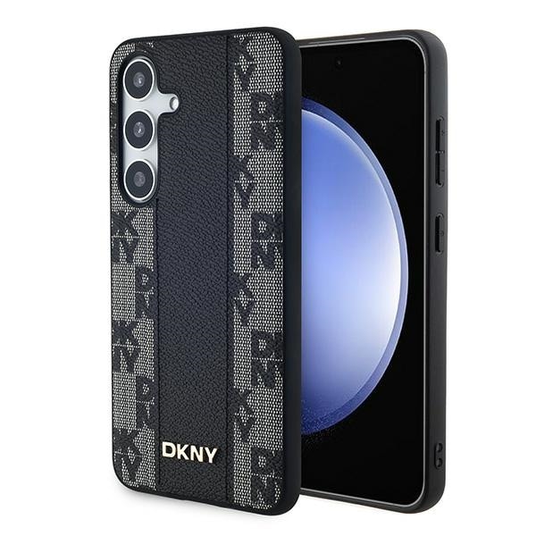 DKNY Nahkainen ruudullinen monokuvioinen MagSafe-kotelo Galaxy S24+ - musta Samsung Galaxy S24+:lle