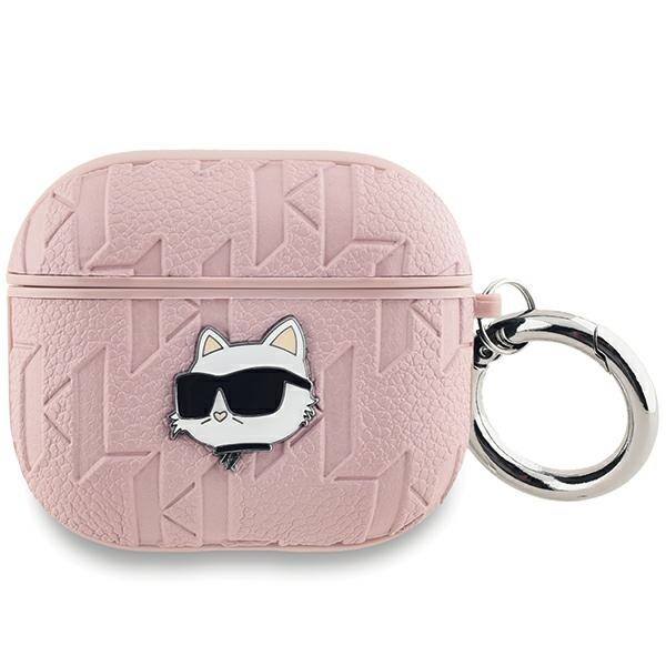 Karl Lagerfeld Monogram Choupette Head -kotelo AirPods 3:lle - vaaleanpunainen